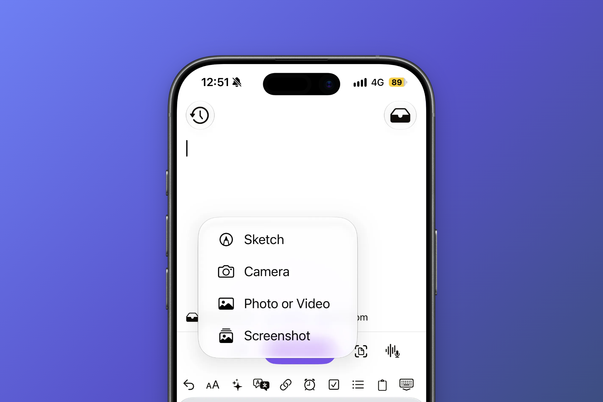 Photo capture options in Quick Capture